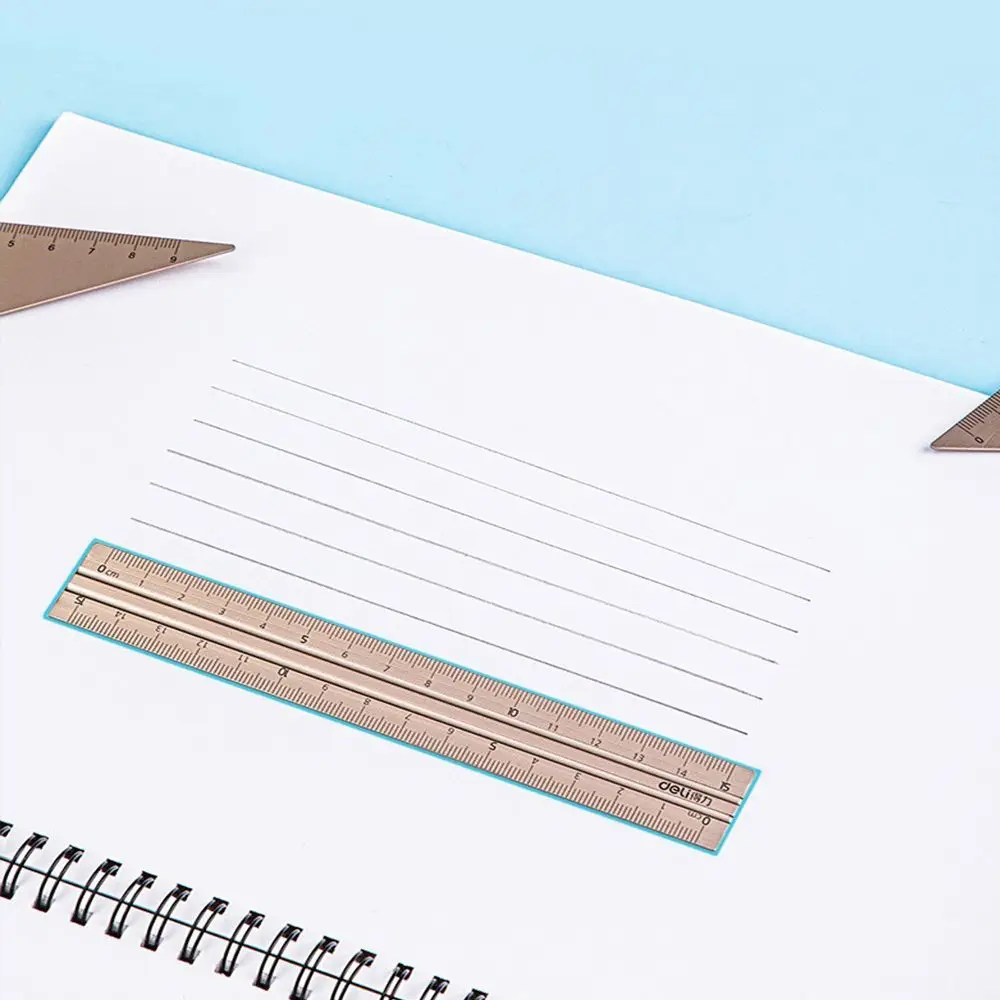Portable Students Straightedge Triangle Ruler Geometry Examination Stationery Metal Rulers Aluminium Ruler Set School Supplies