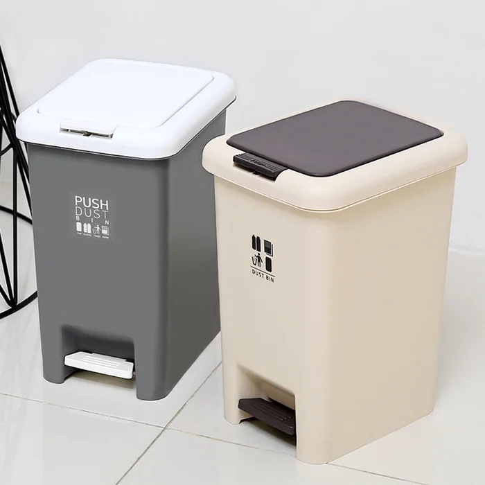 Two-way empty pedal trash can 10L