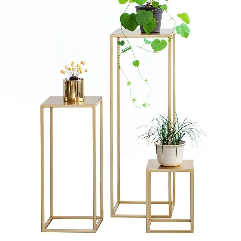 Nordic Gold Minimalist Iron Plant Stand Freestanding Living Room Balcony Entryway Succulent Rack Indoor Plant Rack Flower Stand