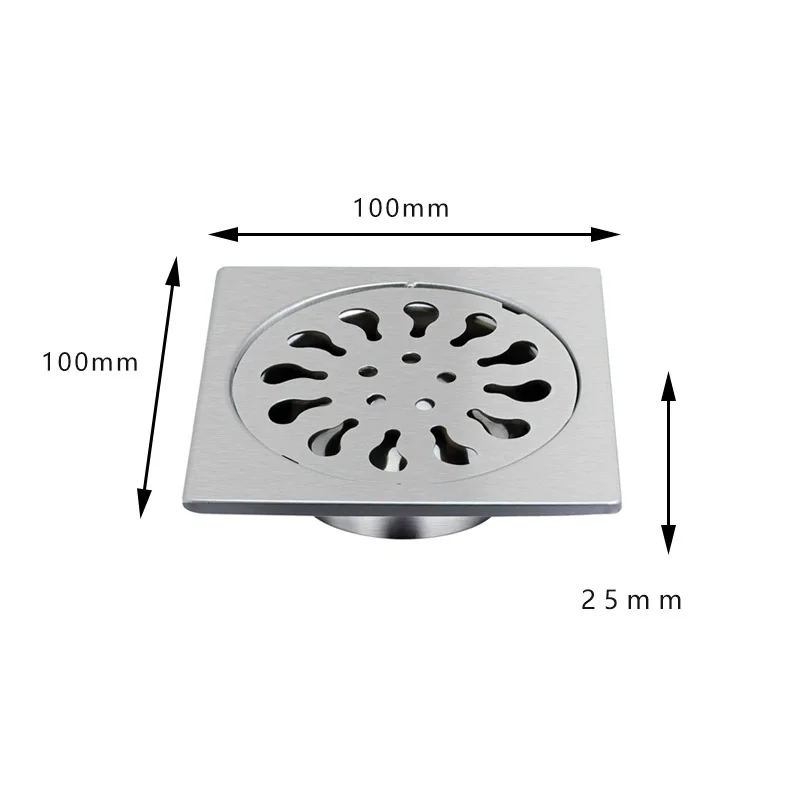 Stainless Steel Floor Drain Household Bathroom Balcony Washing Machine Sewer Toilet Floor Drai