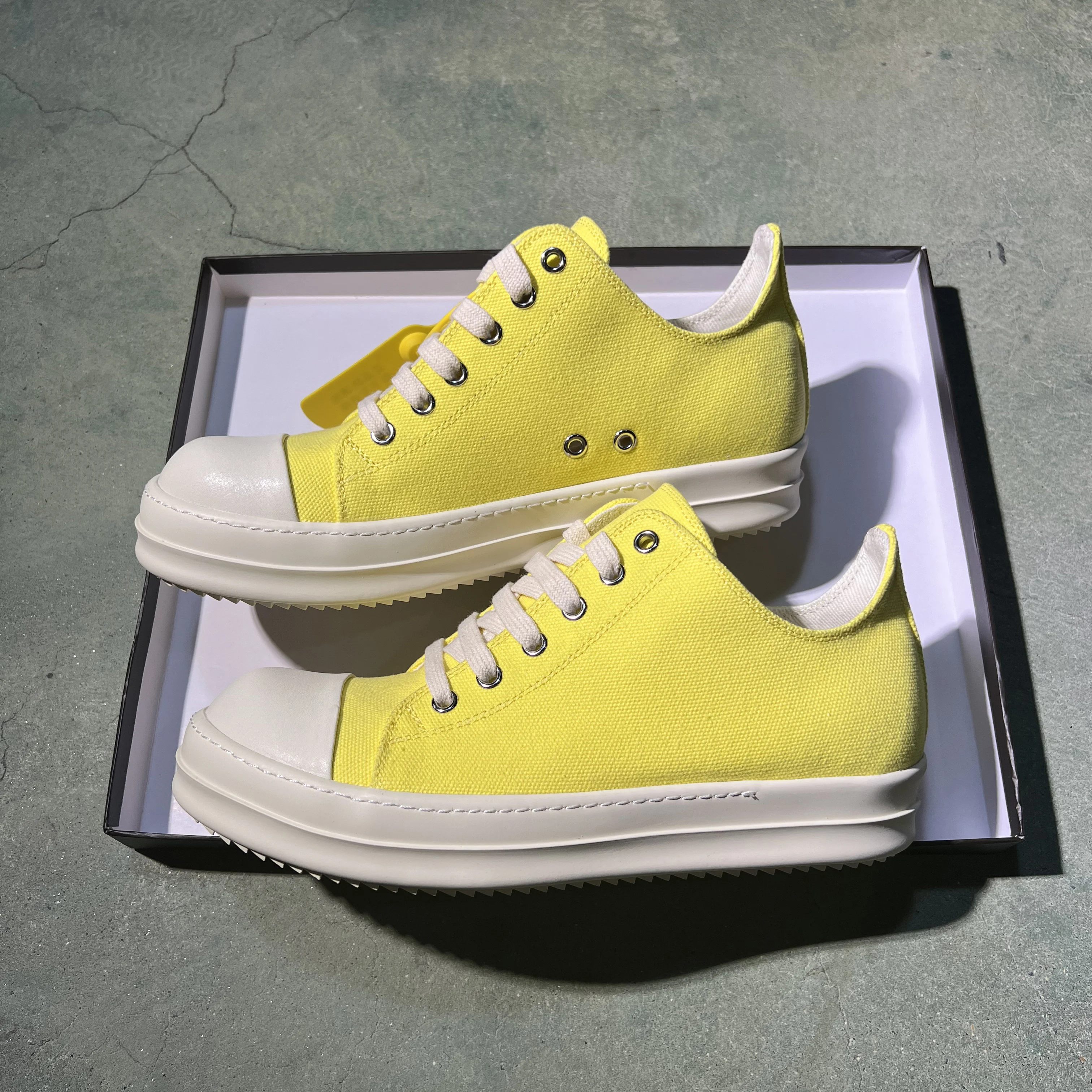 

Brand Men Shoe Women Sneaker Low Top Canvas Yellow Lace Up Luxury New Trend Shoe Thick-sole Quality Punk Flat Summer Trainer