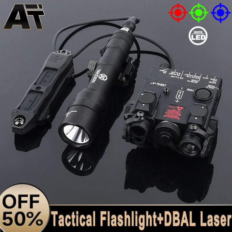 Tactical M600U M300A Flashlight DBAL Red Green Blue Laser White Light Fit 20mm Picatinny Rail Outdoor Hunting Weapon Scout Lamp