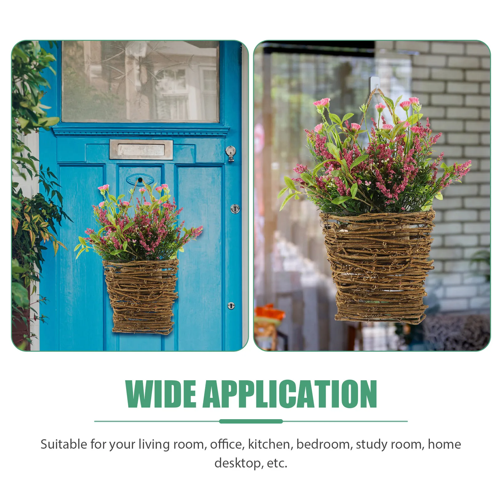 

Artificial Flower Hanging Basket Realistic Colors Fake Hanging Flowers for Home Office Cafe School Decoration Fake Flowers