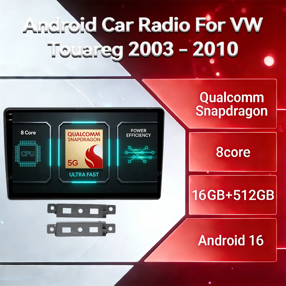 Android 16 Car Radio For Volkswagen VW Touareg 2003 - 2010 Carplay Auto Multimedia Video Player NAVI GPS 4G WIFI 2K Screen QLED