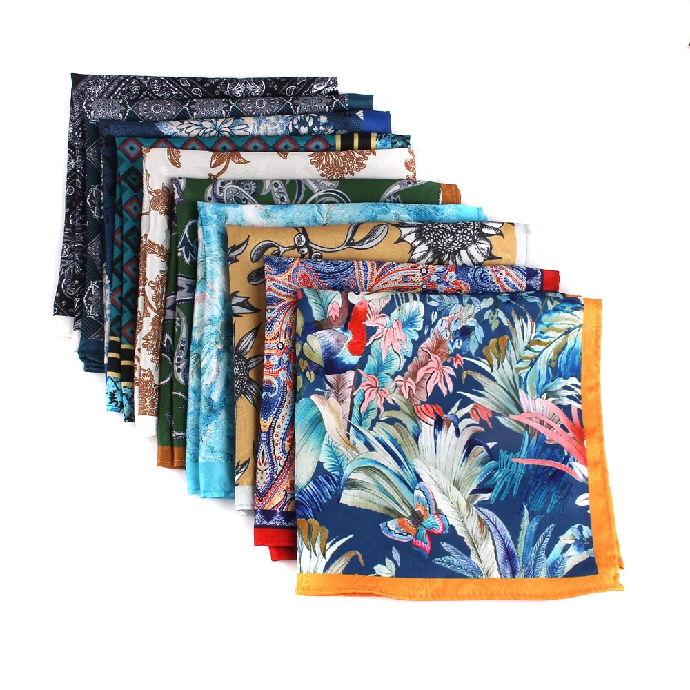 New Print Pocket Square For Men Women Floral Printing Kerchief Men's Handkerchiefs Soft Suits Square Handkerchief Towels Scarves