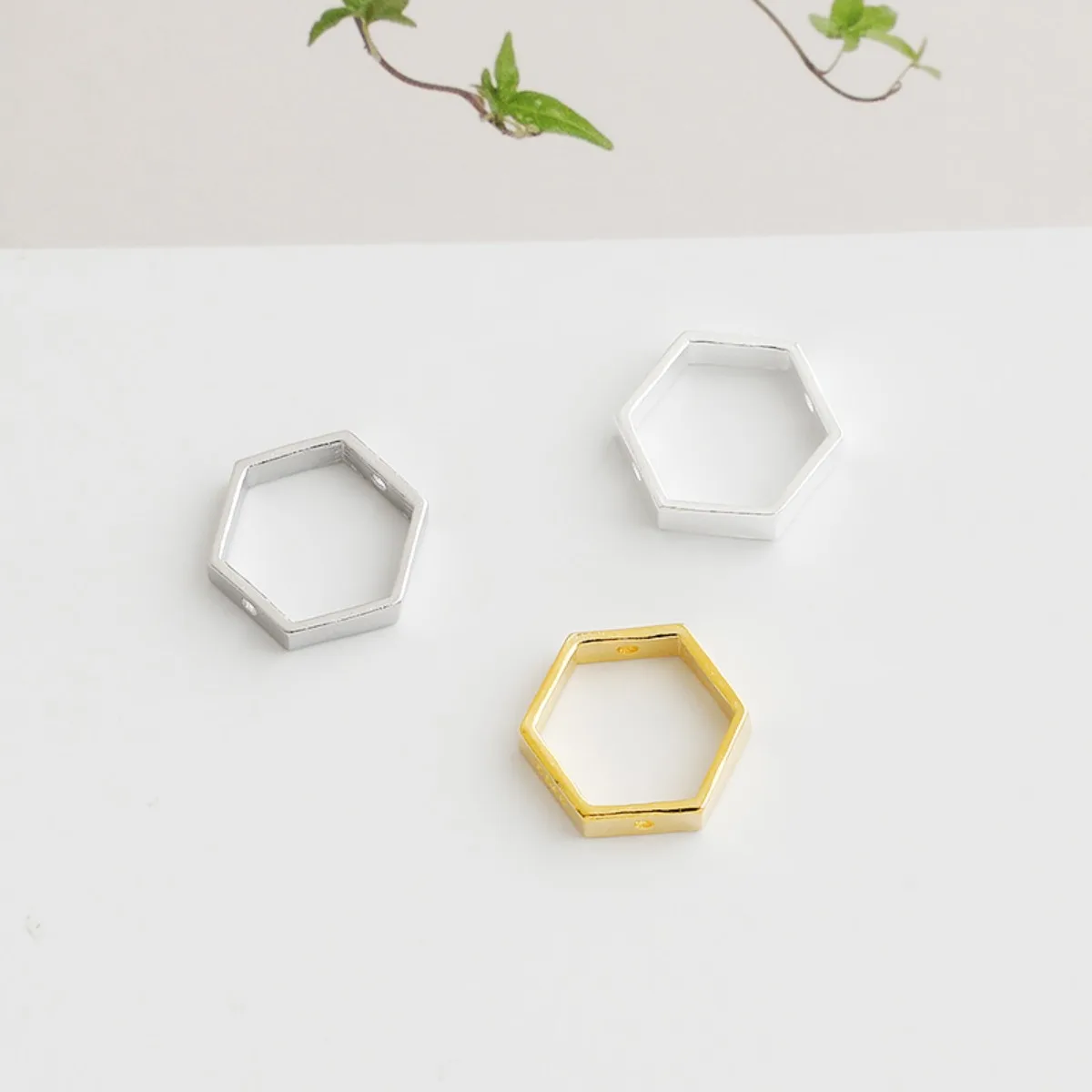 

2 pcs 925 Sterling Silver Hexagon Shape Stopper Spacer Beads Surrounded Spacers for Jewelry Making