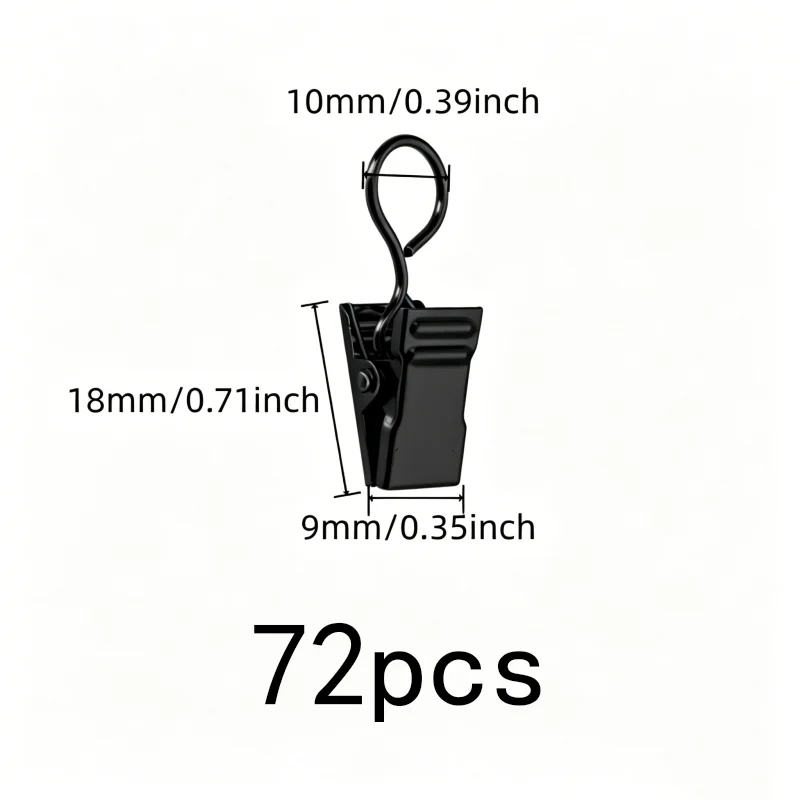 72 pcs Metal Circle Hangers, Home Decoration, Easy Curtain Install, Rust Resistant Metal, Multipurpose