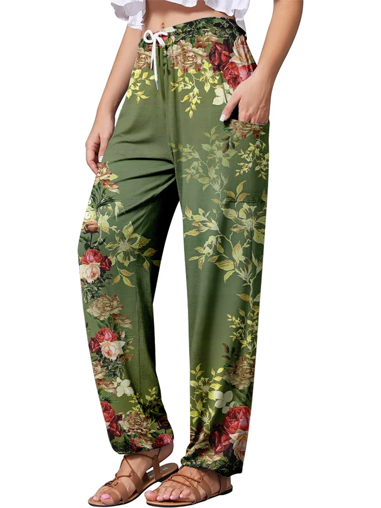 

Женские праздничные ретро-брюки Bohel с принтом, повседневные Модные весенне-осенние брюки в стиле хиппи, авангардные богемные брюки