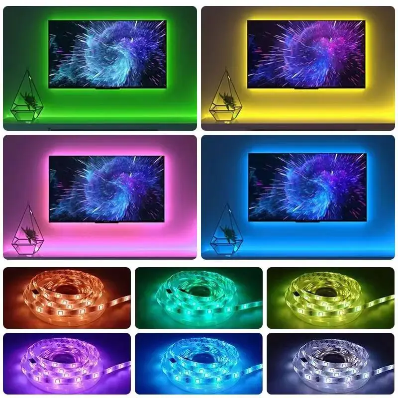 Usb luzes de tira led rgb 5050 luz led bluetooth app controle flexível fita da lâmpada led para decoração do quarto tv backlight diodo fita