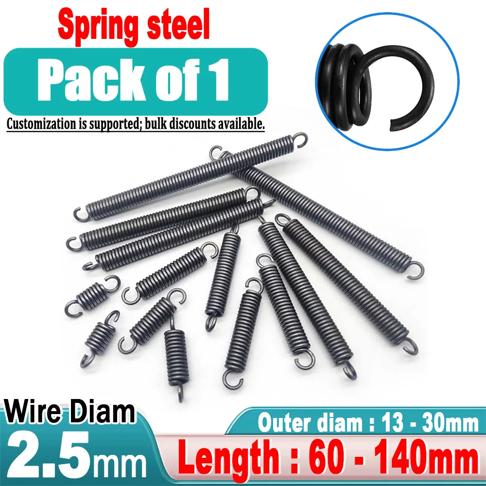 Wire Diameter 2.5mm Spring steel Open Hook Tension Spring with O hook extension spring Outer Diameter 13-30mm Length: 60mm-140mm