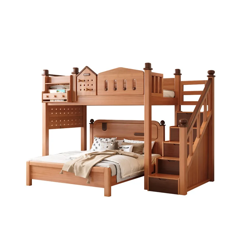 Solid wood bed main small apartment raised top and table multi-functional multi-combination double