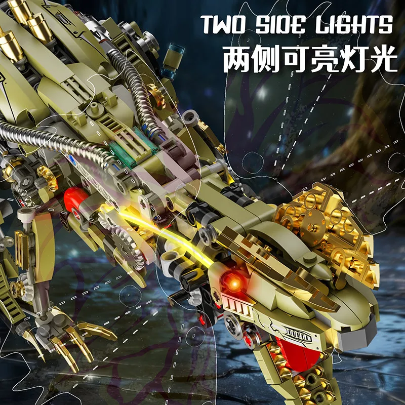 Technische mechanische Dilophosaurus Bausteine Kit MOC Dual-Crested Dinosaurier Double Spined Eidechse Modell Ziegel Spielzeug für Kinder