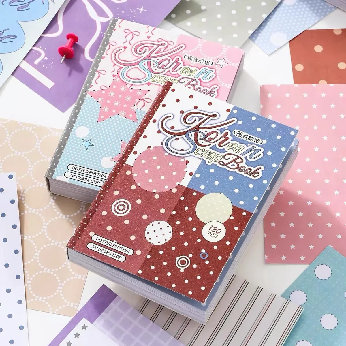 2026 model 120 Sheets Korean Style M5 Memo Book Polka Dot Basic Simple Ins & Salt Style Decorative Paper for Journal