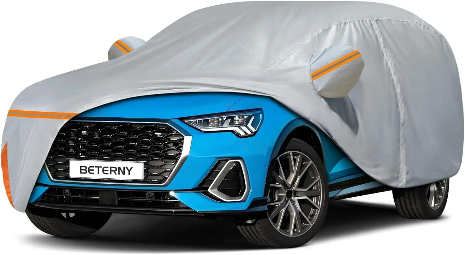 

Waterproof Custom-fit Car Cover for Audi Q3, All Weather Protection with Door Zipper and Cotton Lining - Gray