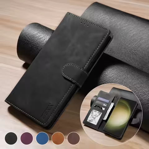 Wallet Skin-friendly Card Slot Magnetic Flip Leather Case For Samsung Galaxy S25 Ultra S24 Plus S23 S22 S21 S20 FE S10 S9 S8
