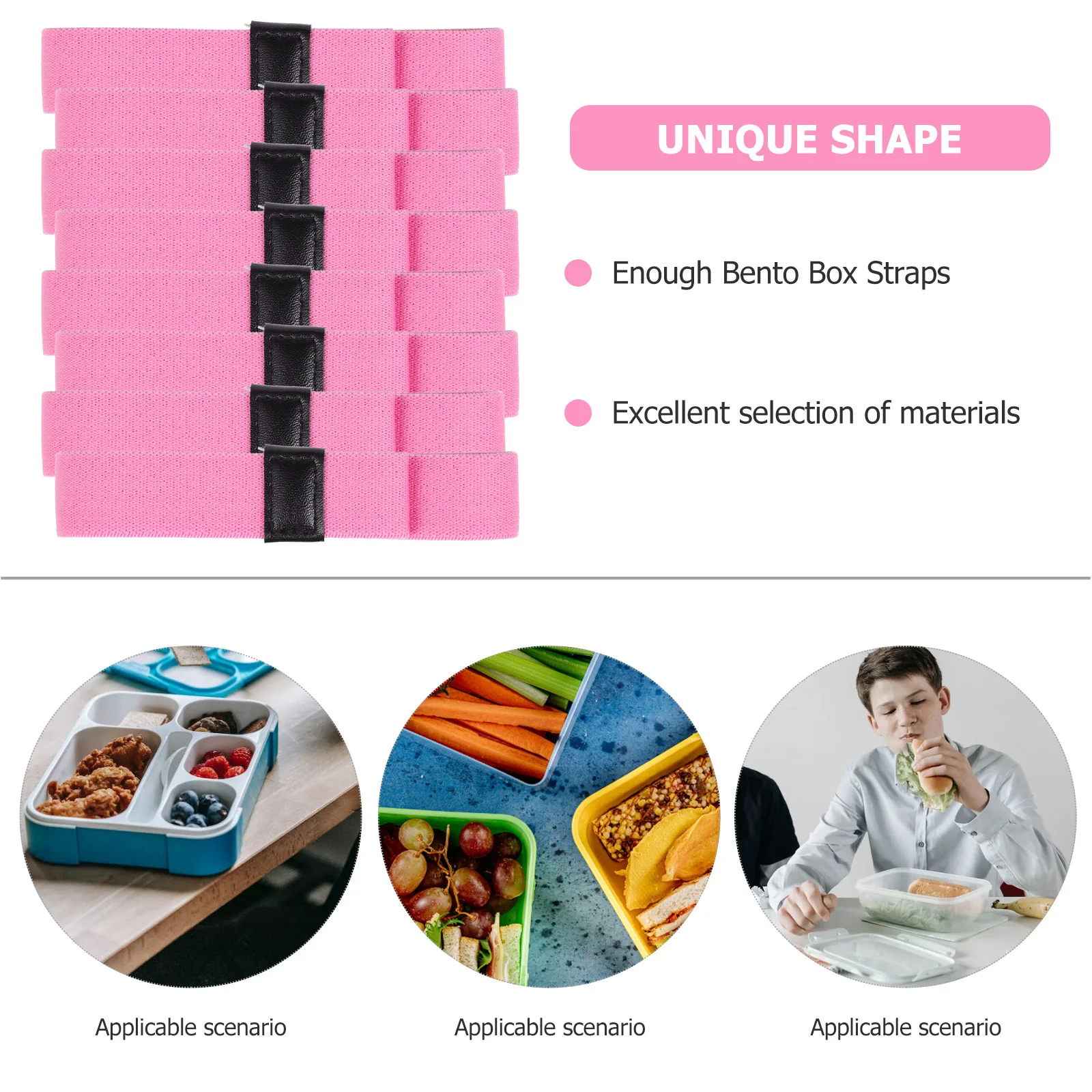 8Pcs Colored Bento Box Straps Durable Elastic Bands Portable for School Picnic Lunch Container Bento Box Straps