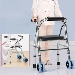 Walking Aid for The Elderly, Rehabilitation Assistance Cart, Anti-fall Hand-push Walker, Can Sit on The Armrest Frame Crutches
