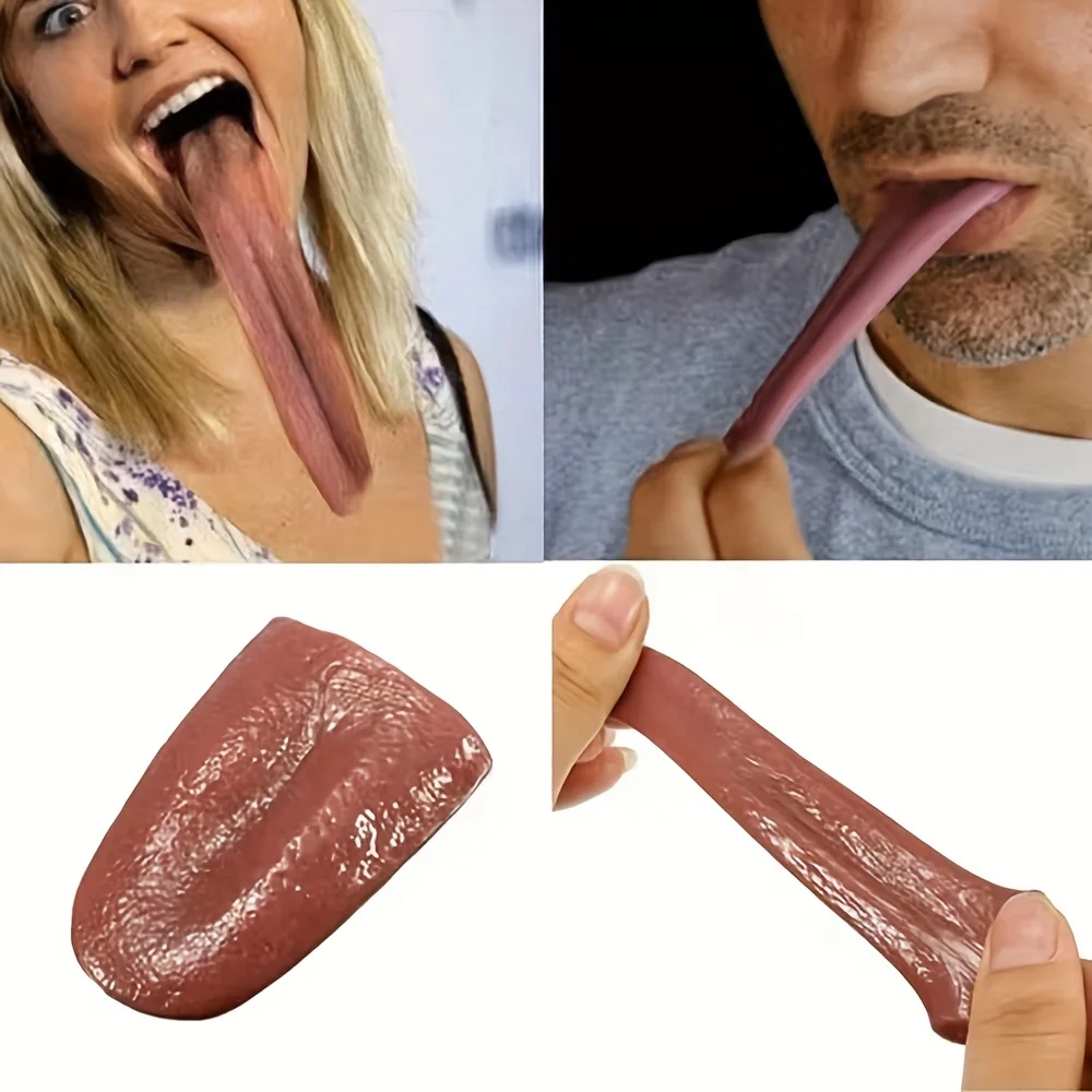 Fake tongue, simulated tongue, steel needle piercing tongue, close-up stage props set, trick toy tongue magic