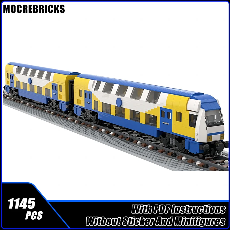 Moc Building Blocks German doubledecker Wagons Railway Carriage Train Sets Assembly Technology Model Puzzle DIY Toys Bricks Gift