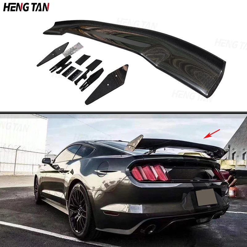 For Ford Mustang Coupe 2015 -2021 AP Style Carbon Fiber Car Rear Trunk Spoiler Rear Wing Tail Wing Parts Upgrade Body kit