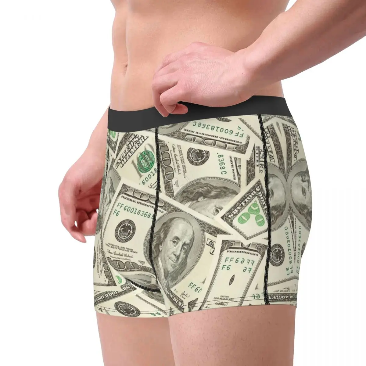 Custom 100 Dollar Bills Underwear Men Printed Money Boxer Briefs Shorts Panties Soft Underpants