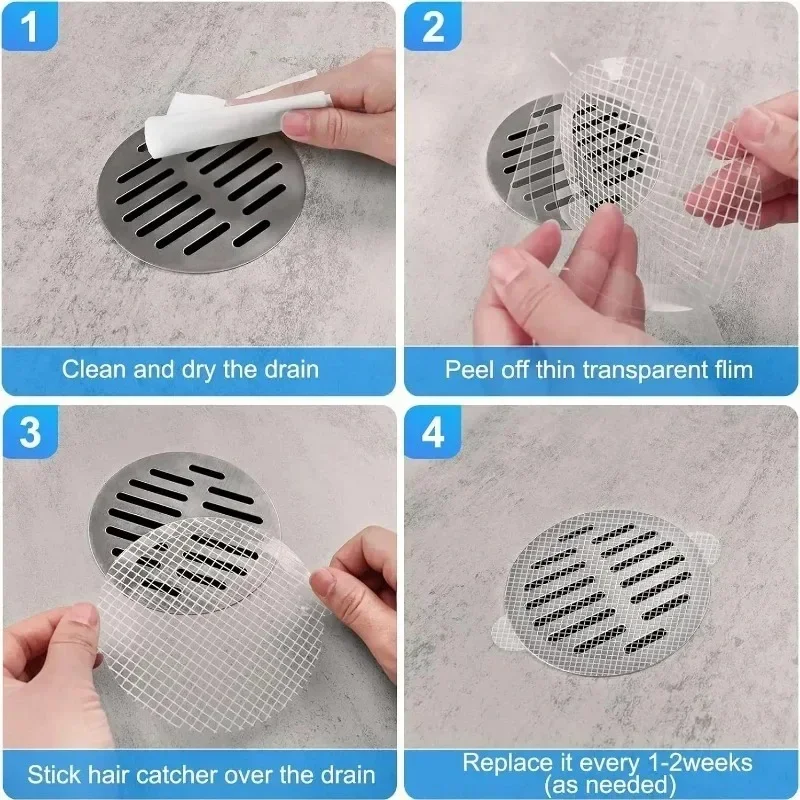 5/100PCS Disposable Hair Drain Catcher Mesh Anti-blocking Filter Floor Drain Sticker Shower Cover Kitchen Bathroom Sink Strainer