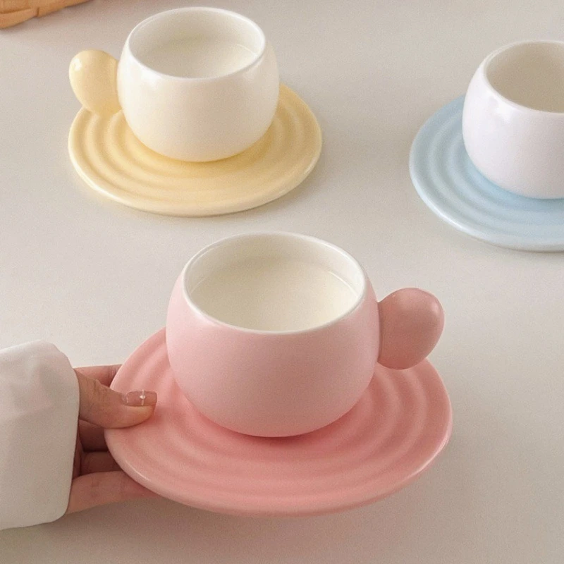 

Macaron Color Palette High Aesthetic Mugs Ceramic Color Glaze Cups Dish Set Design Creative Coffee Cups Water Cup Breakfast Cups