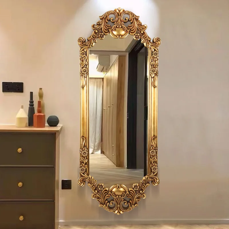 French retro hollow carved full-body mirror, bedroom full-length mirror, living room high-end decorative mirror, clothing store