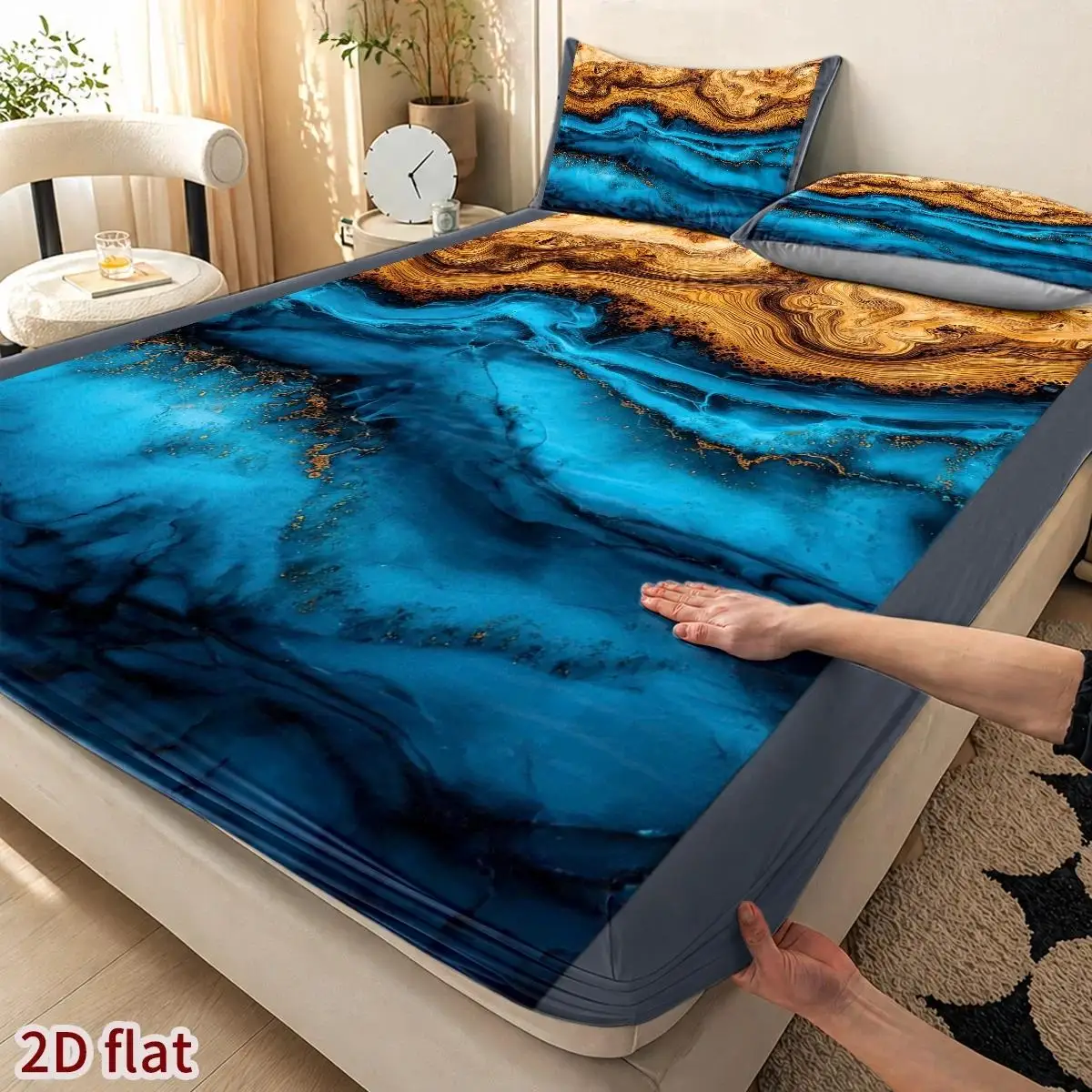 2D Digital Printed Three-Piece Bedding Set (Includes 1 Fitted Sheet + 2 Pillowcases) Minimalist Style, Mattress Protector, Fitted Elastic Style, Protective Cover, 2D Flat Priting, Mattress Protector, Angel-Themed Feast, Vintage Oil Painting Style, Christmas Limited Edition, Suitable for All Seasons, Machine Washable Design, Holiday Decoration, Various Sizes, Breathable Protective Cover Plus Pillowcase