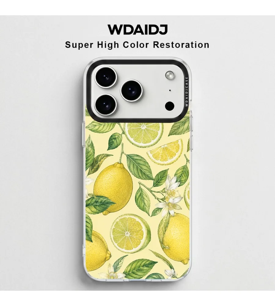 

Vintage Watercolor Lemon Print Clear Phone Case For Iphone 13 14 15 16 17 Scratch Resistant Slim Fit Protective Case