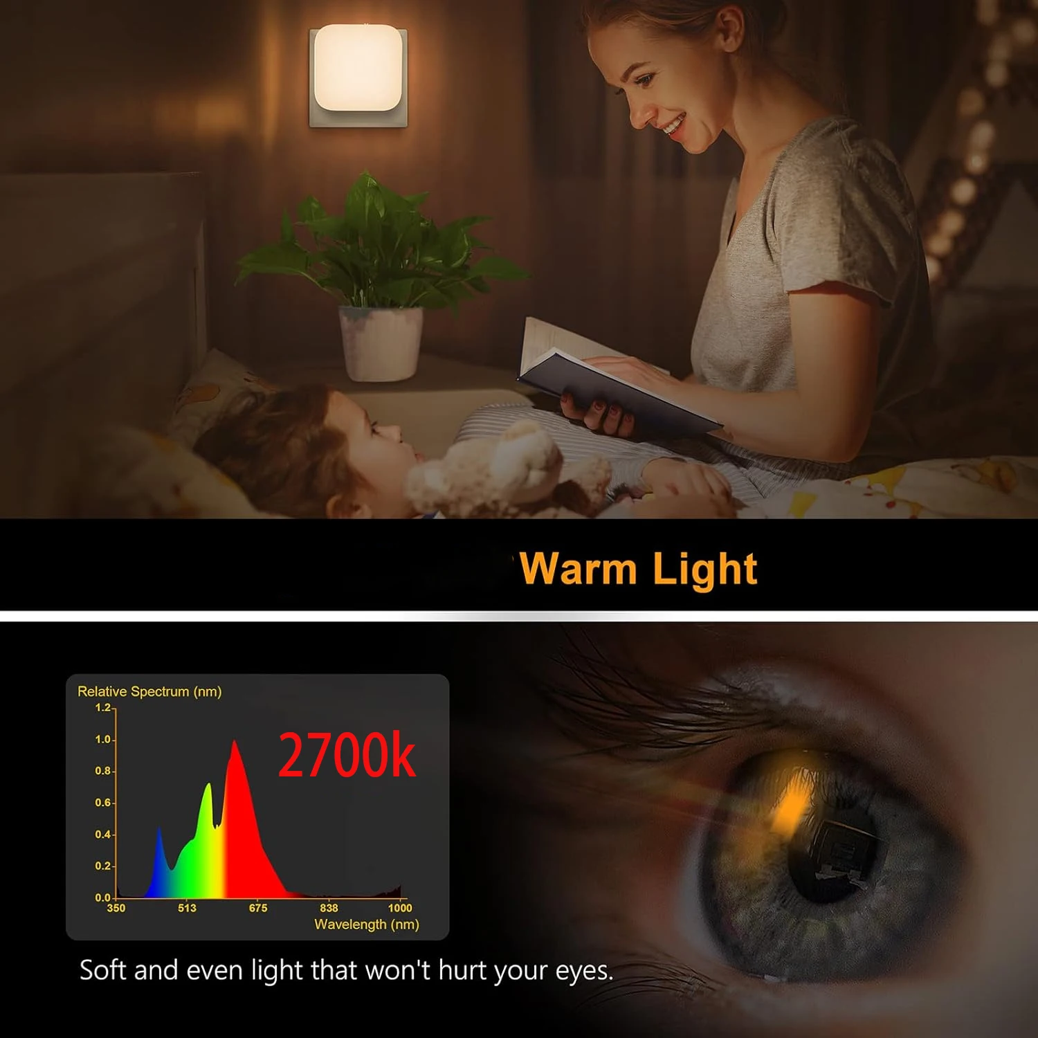 Dimmable Night Light With Auto On/Off Sensor Plug In Warm Light Energy Saving Slim Design Bedrooms, Bathroom, Stairs, Hallways image 5