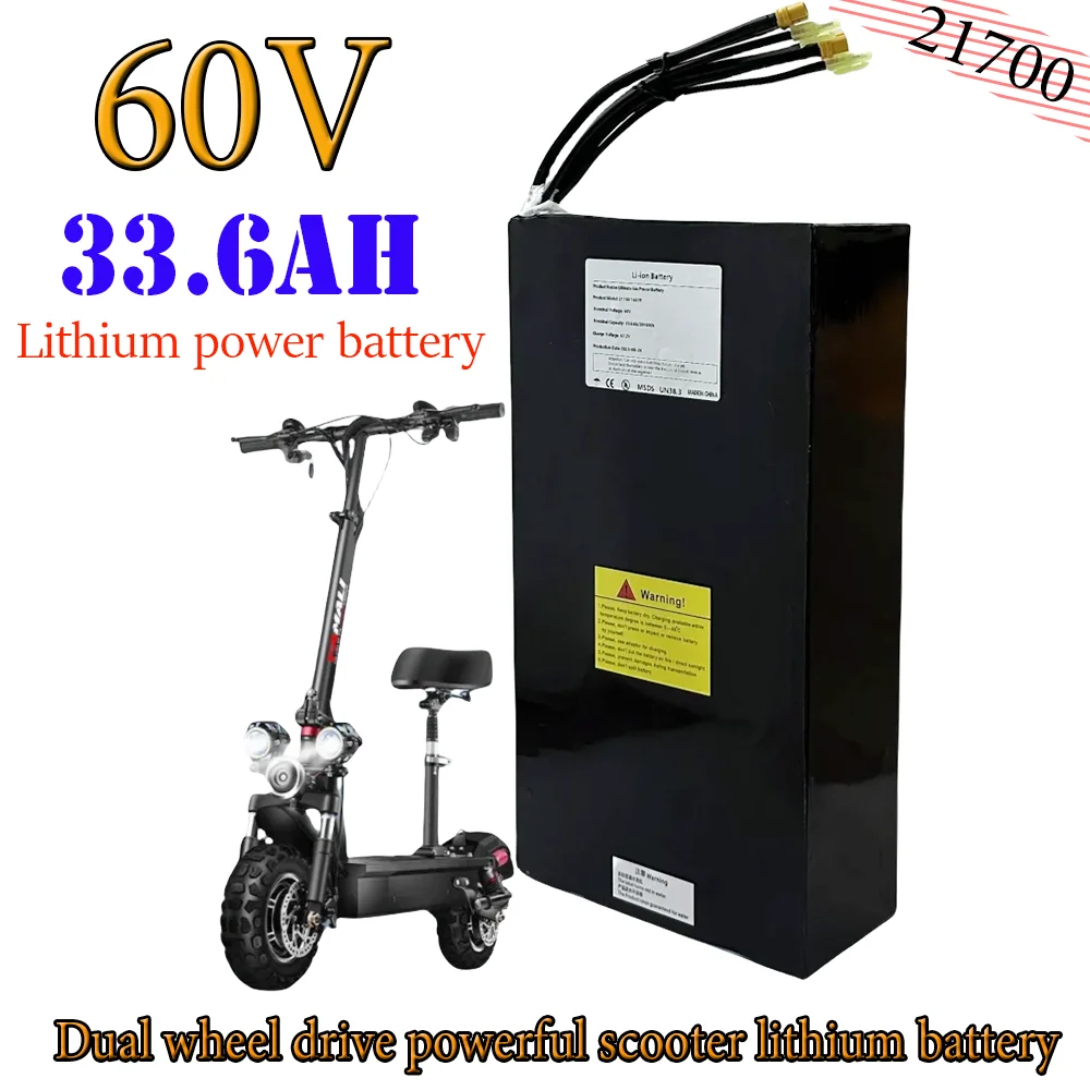 

Suitable for Dual Drive Battery 16S7P Built-in BMS,60V 33.6Ah 21700 Powerful lithium Battery,