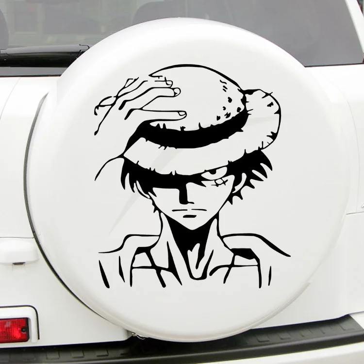 Autocollants de protection solaire de voiture Luffy, style anime japonais, décalcomanies de fenêtre automatiques, décorations de pare-brise imperméables, une pièce, cool, 7,5