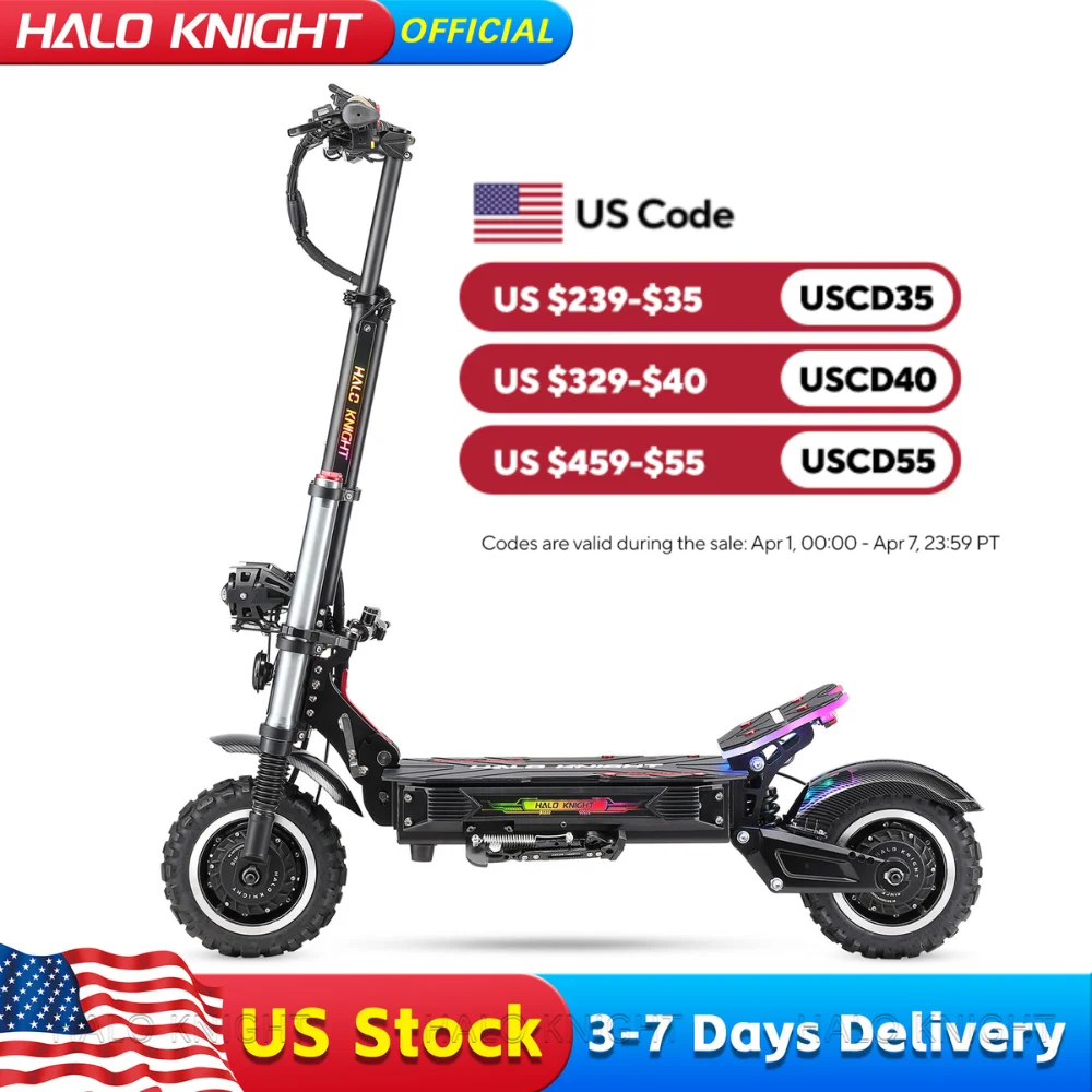 

Электросамокат HALO KNIGHT T107Pro для взрослых, двухмоторный, 60В 6000Вт, 38.4Ач, 95 км/ч, профессиональный внедорожный мощный электросамокат