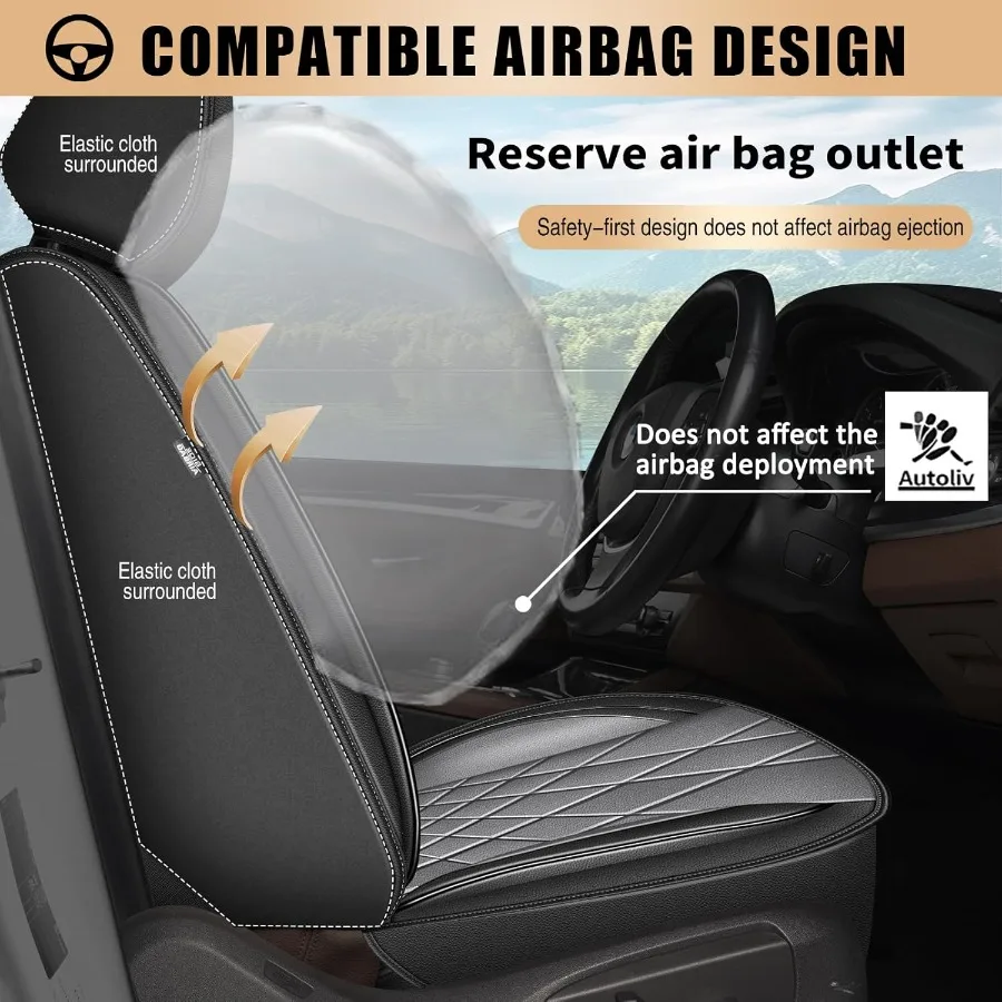 2 أغطية مقاعد السيارة الجلدية العالمية الأمامية لسيارة تويوتا كامري 20122025 تصميم ممتاز أسود رمادي حماية متينة وأنيقة