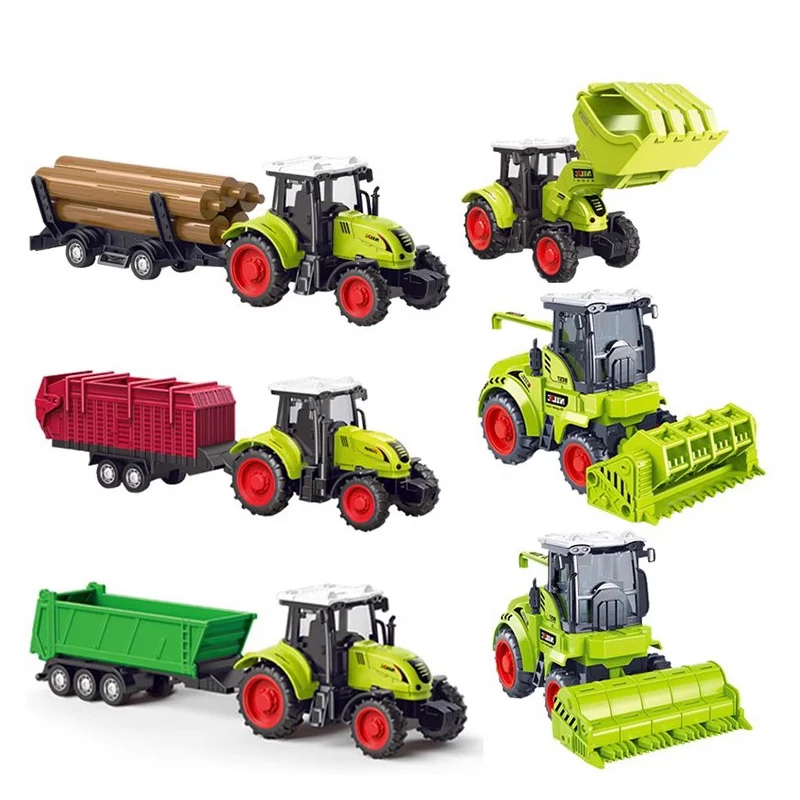 Children\'s agricultural machinery toy car tractor inertia harvesting wheat loosening machine transport vehicle model