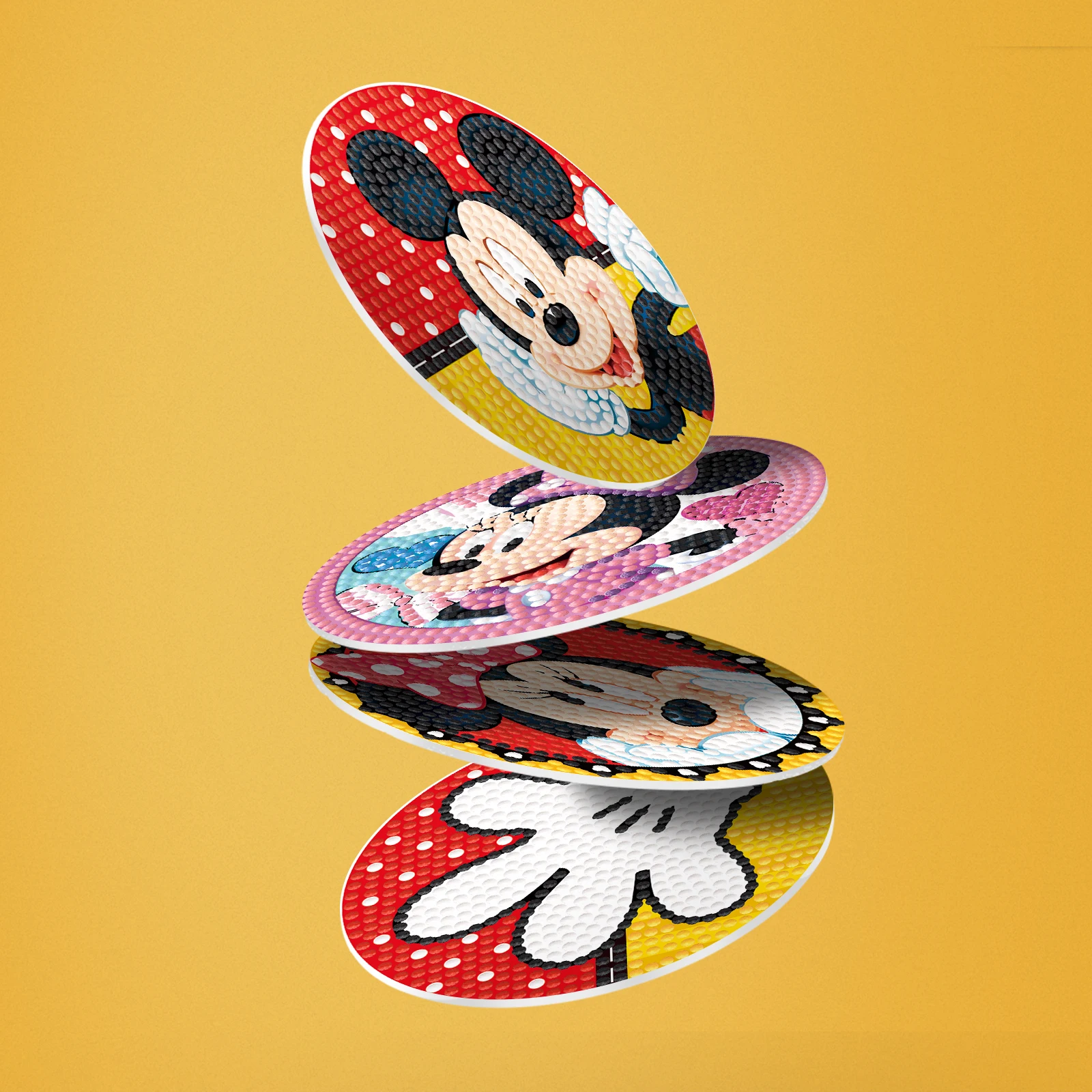 6 sztuk/zestaw Diy diament malarstwo Coaster Disney Mickey Mouse 5d kolor diament mozaika pić Coaster maty stołowe akcesoria kuchenne