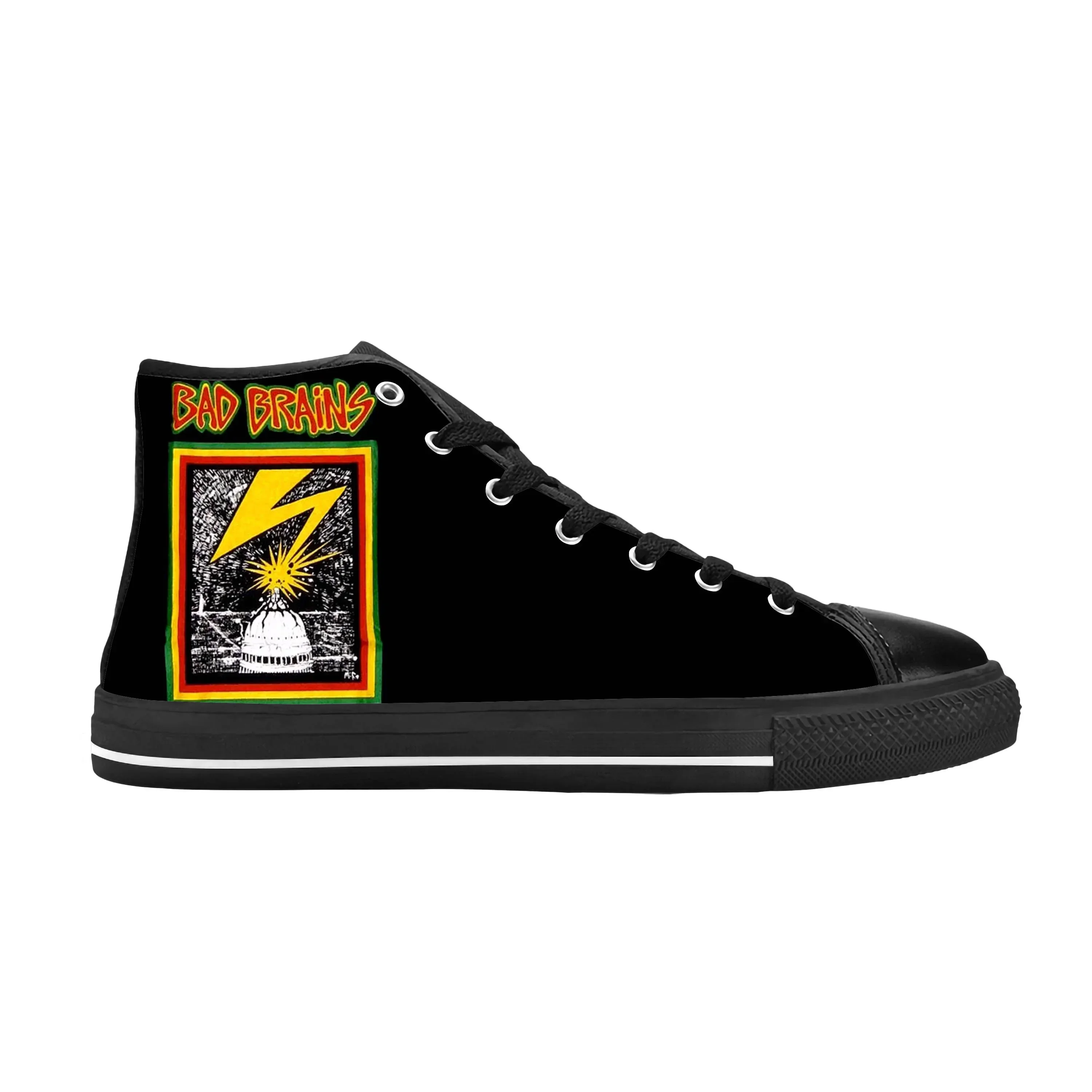 Homens e mulheres Bad Brains Punk Rock Band Singer Sneakers, Cool Funny Casual Cloth Shoes, Top Alto, Confortável, Respirável, 3D Print