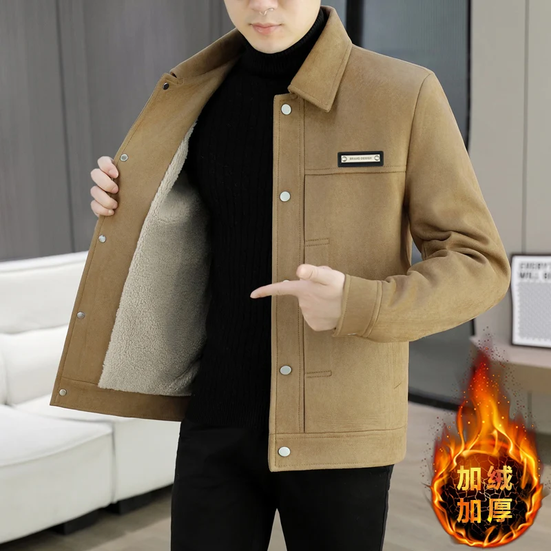 

Зимняя флисовая теплая куртка для мужчин 2024, модный повседневный деловой плащ, уличная одежда в социальном стиле, полушерстяное пальто M-4XL