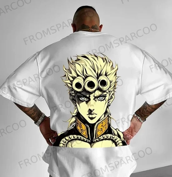 

JoJo's Fantastic Adventure Anime Printed Short Sleeve T-Shirt Men's American Loose Street Breathable Fashion Top
