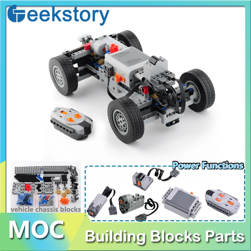 Four-wheel Drive RC Car Chassis Technical Building Blocks Available With Power Function Motor Puzzle Toys Accessories MOC Bricks