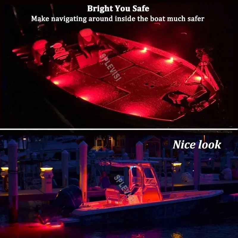 10x IP67 Waterproof Marine Boat Red LED Lights, Utility Navigation Lights Deck Courtesy Lights 12V for Yacht Boat Pontoon Kayak