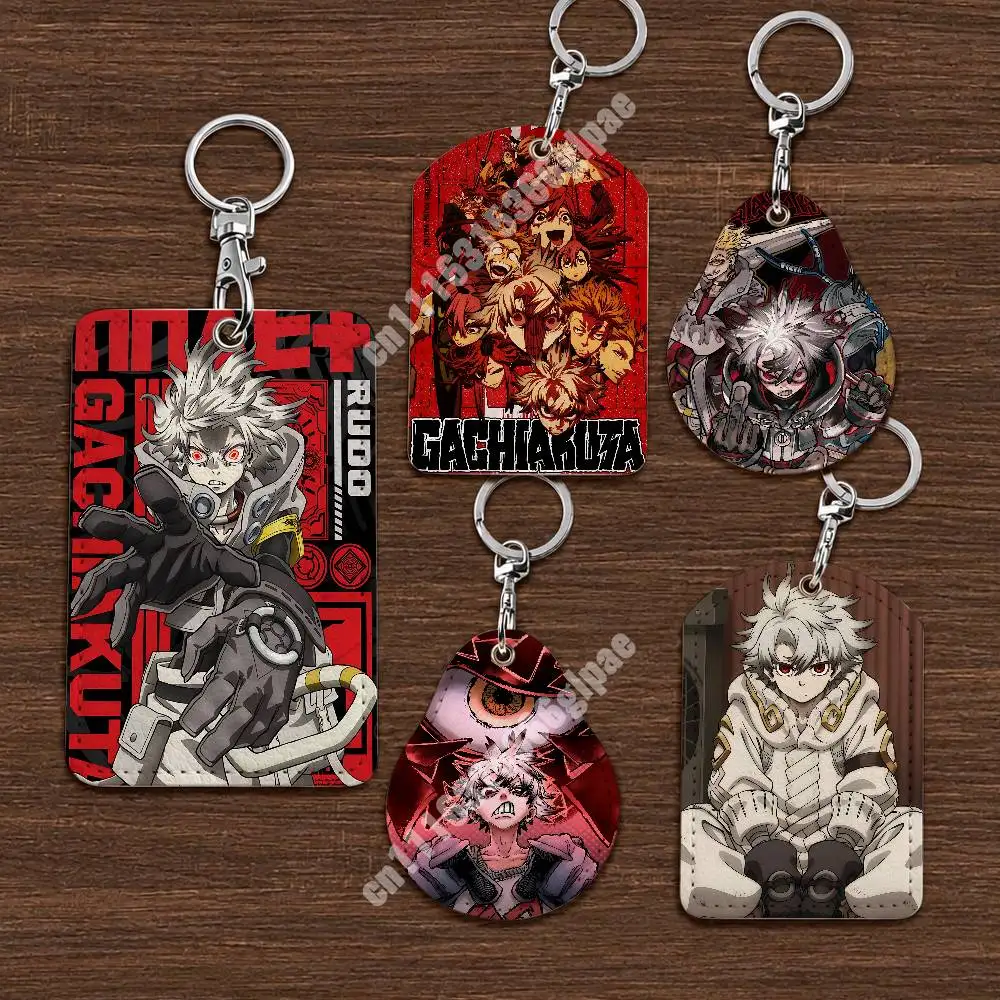 Gachi Akuta Battle Anime Rudo Leather Keychain Card Holder for Airtag & Access Cards Modern Bus Pass