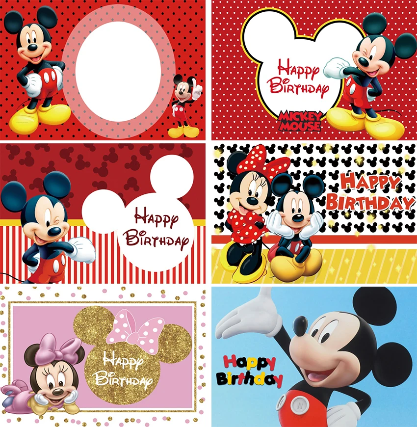 

Disney Mickey Minnie Mouse Birthday Backgrounds Decors Vinyl Cloth Party Backdrops Kids Birthday Baby Shower Decors Girls Gifts