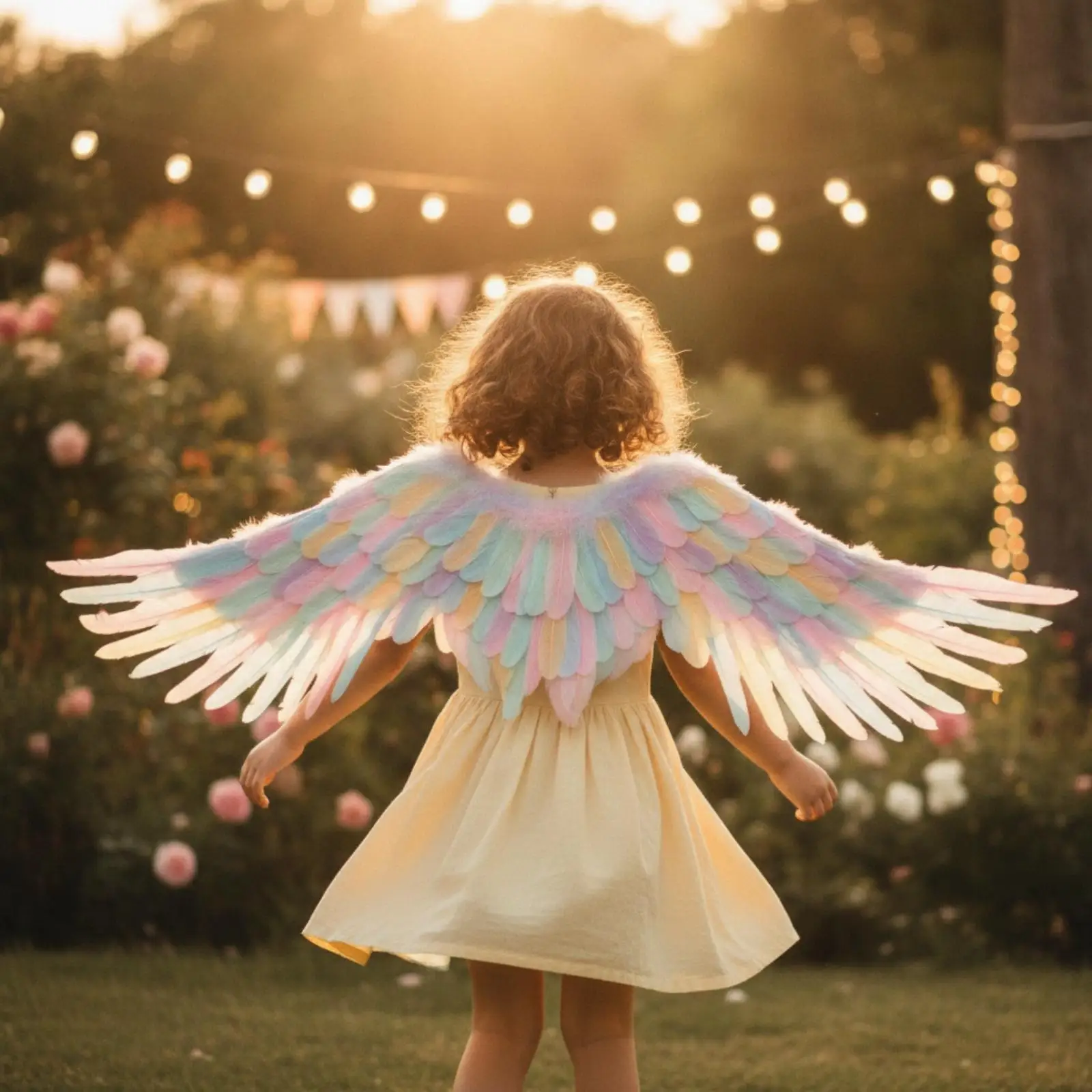 Child Feather Wing Backpack for Halloween Costume Dance Recital Fairy Tale Themed Event