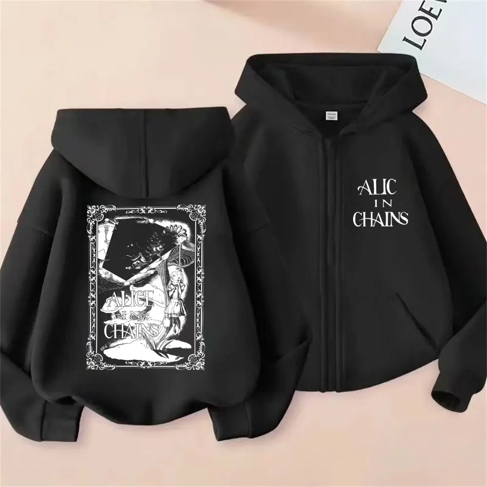 

Rock Band Alice in Chains Graphic Zipper Hoodie Men Women Retro Gothic Punk Zip Up Hoodies Men's Casual Oversized Jacket Coat