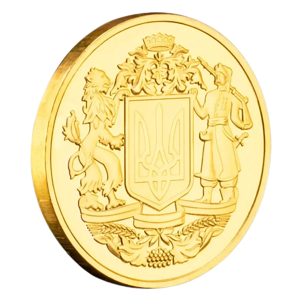 The Heart of  Righteous Golden Plated Souvenir Coin Power of Archangel Michael Is with Us Ukraine Collection Coins