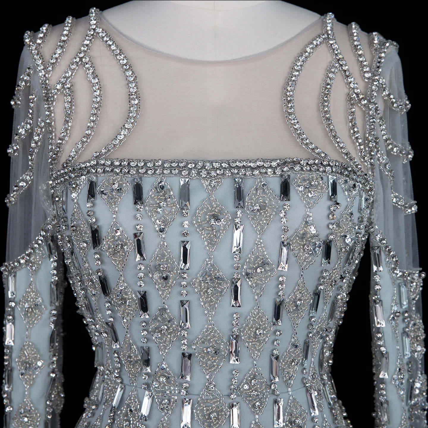 Sharon Said Luxuriöses Salbeigrünes Abendkleid Dubai Muslimisches Meerjungfrauenkleid mit Langen Ärmeln Islamisches Hochzeits-Party-Ballkleid SS398 Maßanfertigung – Detail 10