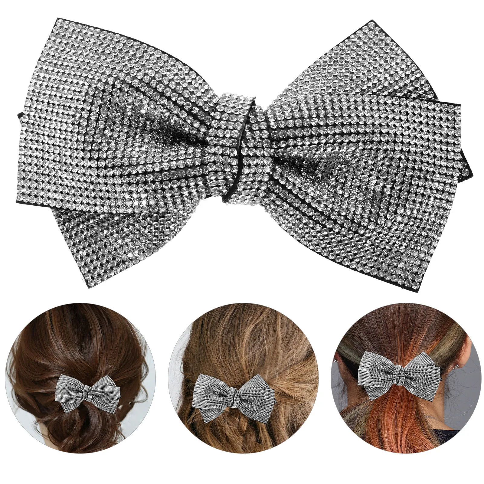 

Diamond Accented Large Bow Hair Clip Rhinestone Hair Styling Tool for Women Elegant Hairpin Fastening Accessory Glamorous