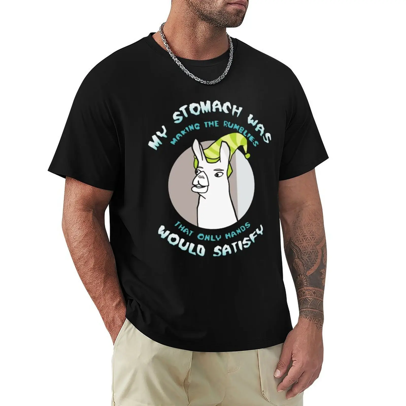 Llamas with Hats My Stomach was Making The Rumblies That Only Hands Would Satisfy Shirt T-Shirt Outdoor Activity Sports T-Shirt